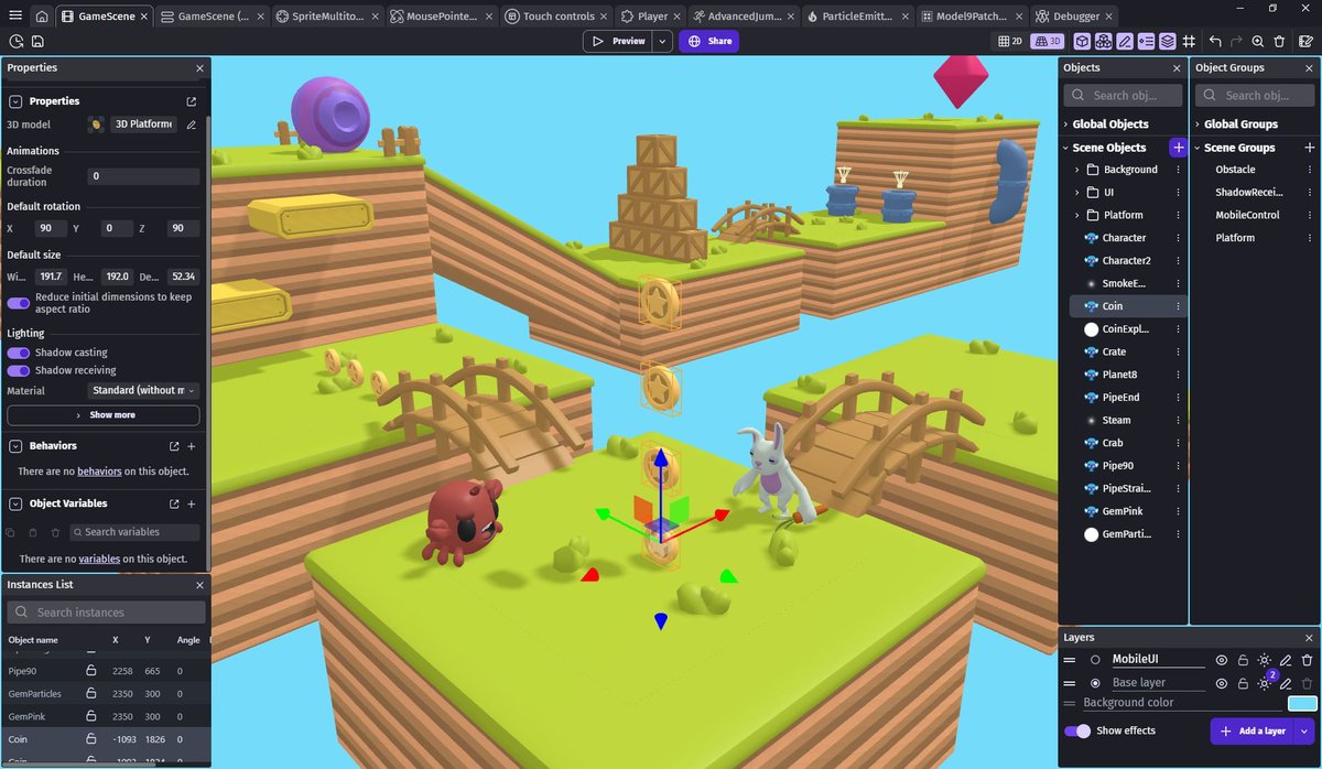 GDevelopApp's tweet photo. Changes are on the horizon!
Can you spot them? 👀

Try #GDevelop the free, #opensource, 2D and 3D #nocode #gameengine https://t.co/WjXjhjBsJ1