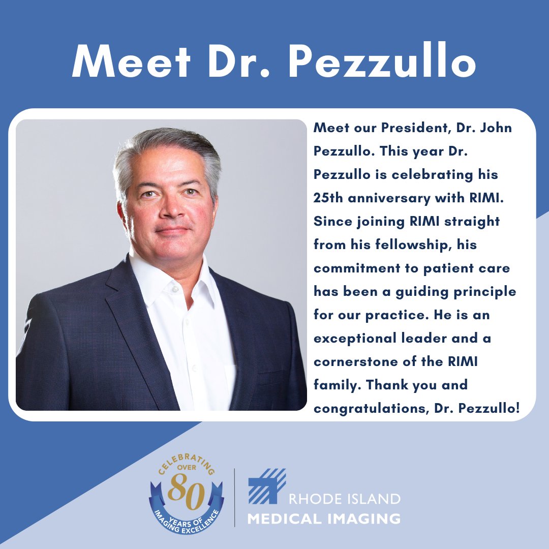 Please join us in celebrating another remarkable milestone! Congratulations to our esteemed President, Dr. Pezzullo, on his 25th anniversary with RIMI. We are grateful for your impact on our organization and the health of all Rhode Islanders.