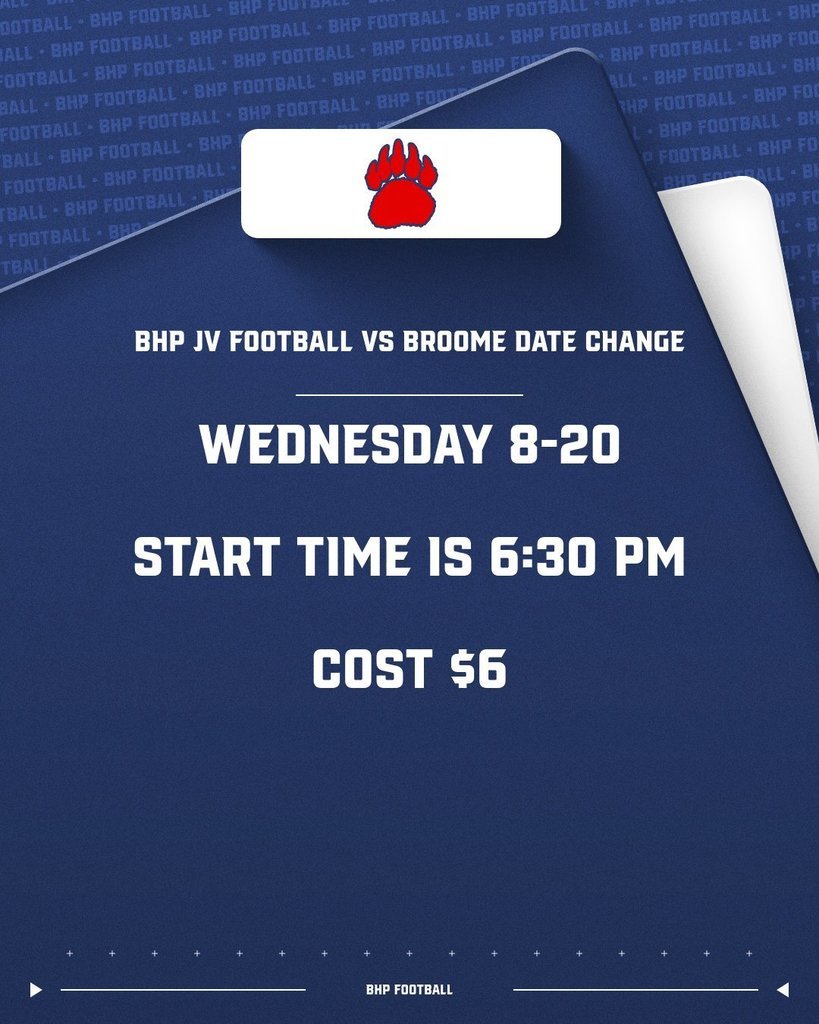 JV Football Date Change