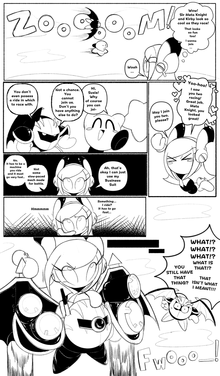 I drew this last night cause I couldn't sleep. I genuinely didn't think Susie would appear. Knowing I can play as her in another Kirby game, in Air Riders no less... holy shit... peak...