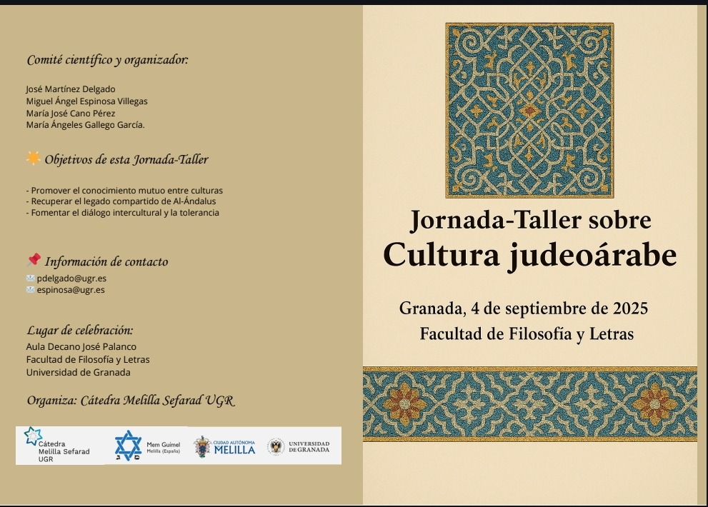 IUVENTA participa el 4 septiembre en la Jornada-Taller  de  Cultura judeoárabe tratando sobre ibn Shaprut y Jaén. Organiza la Cátedra Melilla Sefarad-UGR <a href="/InstitutoDarom/">מכון דרום</a> <a href="/eSefarad/">eSefarad</a> <a href="/AytoJaen/">Ayuntamiento de Jaén</a> <a href="/CulturaTurism/">Patronato de Cultura</a>  <a href="/jaenturismo/">Jaén ParaísoInterior</a>  <a href="/redjuderias/">Red de Juderías</a>