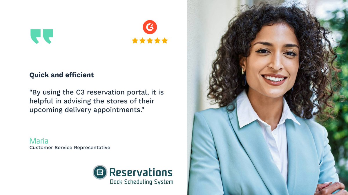 c3solutions's tweet image. Maria shares how C3 Reservations makes a difference in her day-to-day.

With real-time visibility into deliveries, stores are always prepared, making operations smoother for everyone involved.

That’s the power of smart dock scheduling.

#DockScheduling #Logistics #SupplyChain