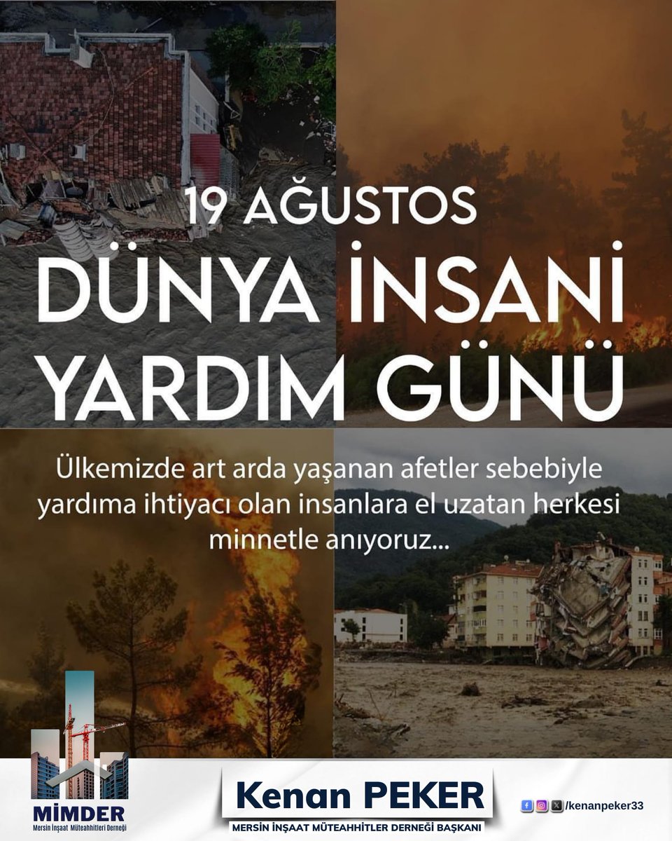 #19AğustosDünyaİnsaniYardımGünü vesilesiyle; Dünyanın dört bir yanında kendini iyiliğe adamış, dayanışma ile fark yaratan tüm insani yardım çalışanlarına ve gönüllülerine şükranlarımızı sunuyor, yardım çalışmaları sırasında hayatını kaybedenleri rahmet ve minnetle anıyoruz...