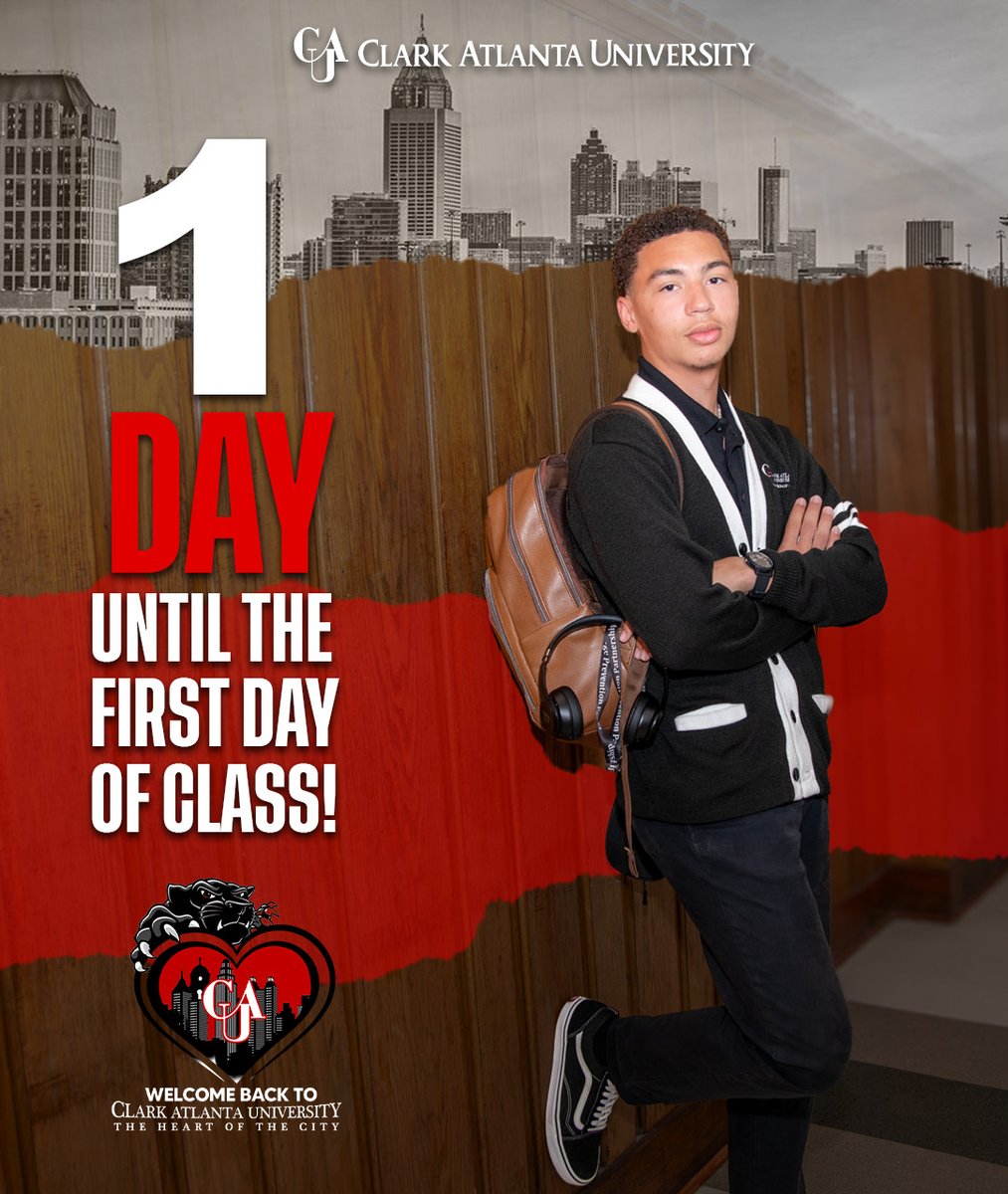 CAU's tweet photo. 📅 1 DAY TO GO
🚨 It’s almost TIME, Panthers! Tomorrow the semester begins — the Yard will be alive, the halls will be buzzing, and the possibilities will be endless! 🐾🔥 Let’s make it legendary. #CAU #PantherNation #FirstDayTomorrow https://t.co/hWBBi0KN9z