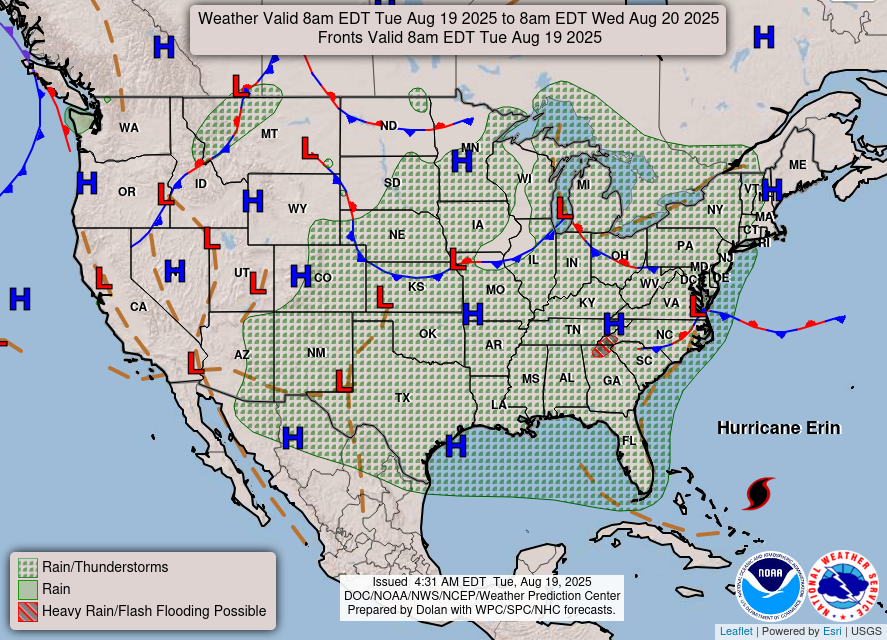 National Forecast Chart for 8/19/25.