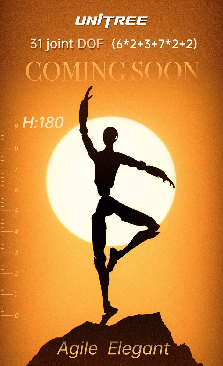 CyberRobooo's tweet image. Accelerate. Unitree&apos;s new humanoid robot: 1.8 meters tall with 31 DOF joints. Guess where it will be used?