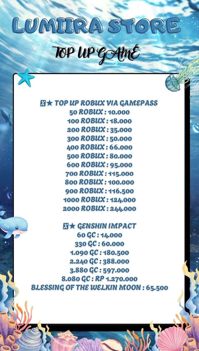 loopyflowie's tweet image. 🎮 TOP UP GAME

#PROMO #promotwt #TopUpRoblox #MLB #mlbtwt #ROBLOX #robux #ZEPETOしてる人と繋がりたい #Genshin