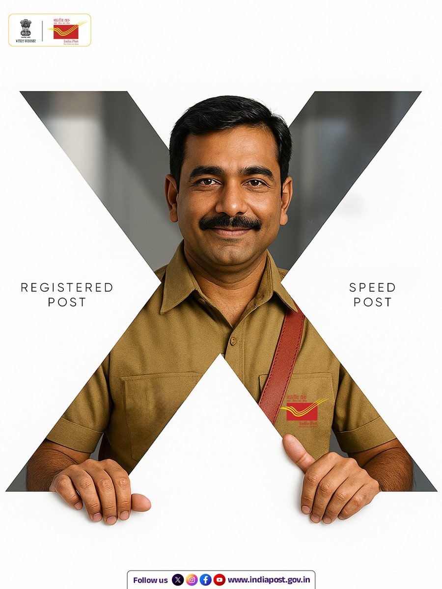 India Post (@indiapostoffice) on Twitter photo Registered Post 🤝 Speed Post — now one trusted service, bringing you swifter, safer, and seamless deliveries.
#IndiaPost #RegisteredPost #SpeedPost #DakSewaJanSewa Registered Post 🤝 Speed Post — now one trusted service, bringing you swifter, safer, and seamless deliveries.
#IndiaPost #RegisteredPost #SpeedPost #DakSewaJanSewa