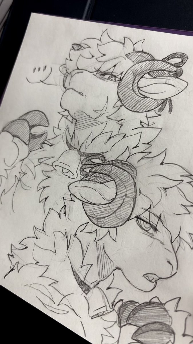 some paper sketches of my horned boy🐏☁️