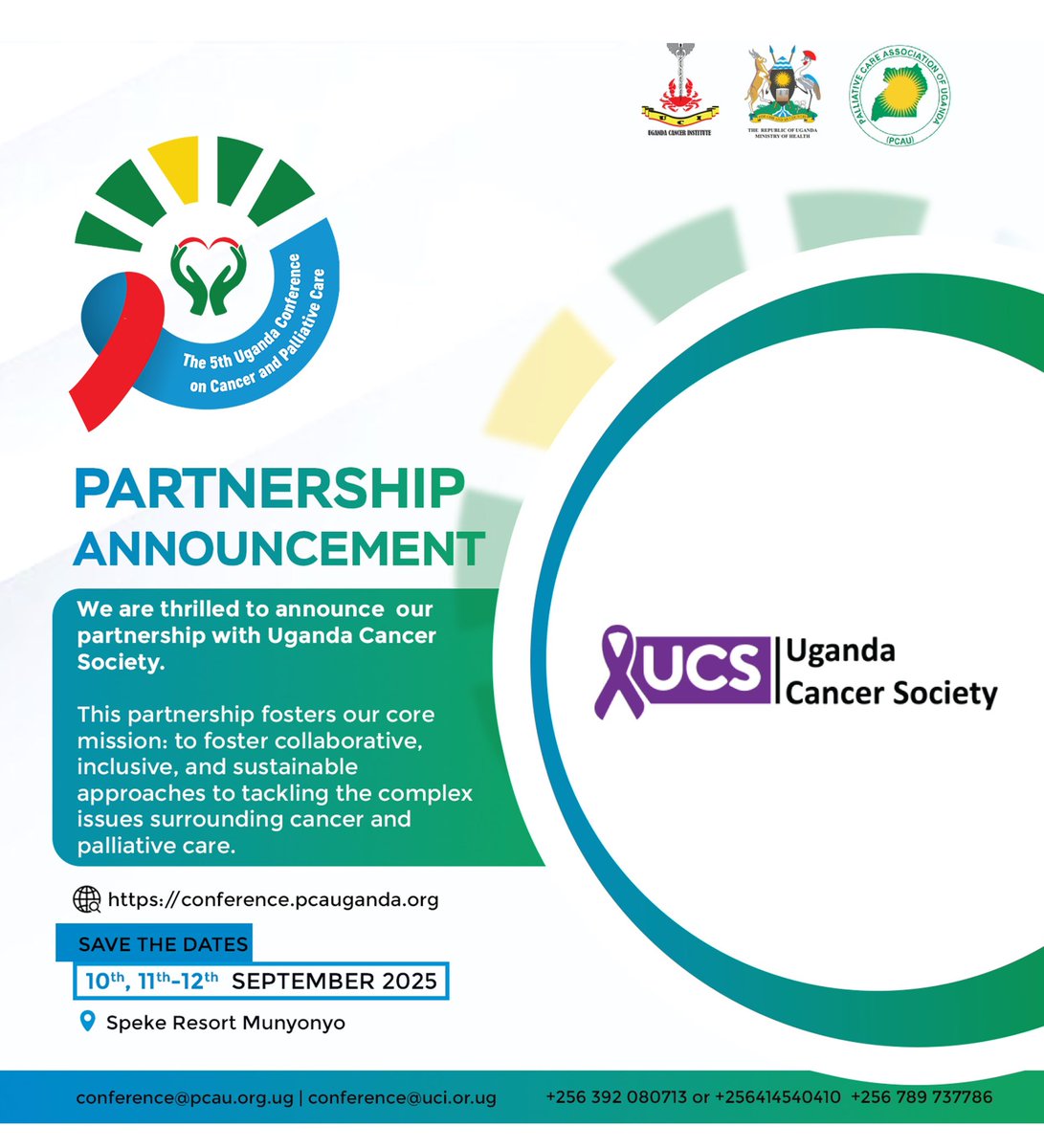 🤝 UCS &amp; PCAU have partnered to improve cancer and palliative care in Uganda.
Join us at the 5th Uganda Cancer &amp; Palliative Care Conference, Sept 10–12, Speke Resort Munyonyo.
🔗 conference.pcauganda.org
#UCIConference2025