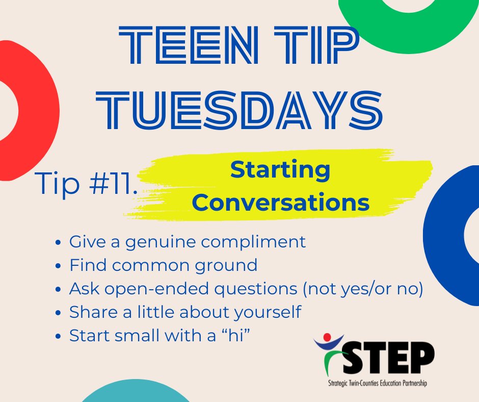 Meaningful friendships can start from a simple "hi".

Start a conversation with someone new this school year! Your words can make a difference! #socialskills #tipsforteens #schooltips