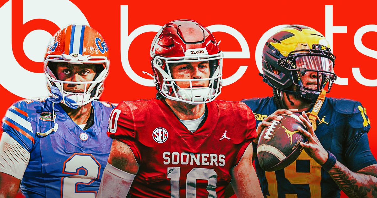 On3NIL's tweet image. NEW: Beats by Dre has signed nine college football stars to the 2025 'Beats Elite' class🔥

• Alabama WR Ryan Williams
• Ohio State safety Caleb Downs
• Michigan QB Bryce Underwood
• Georgia RB Nate Frazier
• Texas EDGE Colin Simmons
• Oregon QB Dante Moore
• Florida QB DJ…