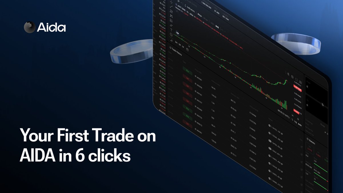 Your first trade on AIDA in 6 clicks:

1️⃣ Pick the token you want.
2️⃣ Tap it.
3️⃣ Connect your wallet.
4️⃣ Select your chain.
5️⃣ Enter amount.
6️⃣ Hit Swap, smart routing handles the rest.

No tab-hopping. No wasted clicks. Just trade.

→ my.aidapp.com