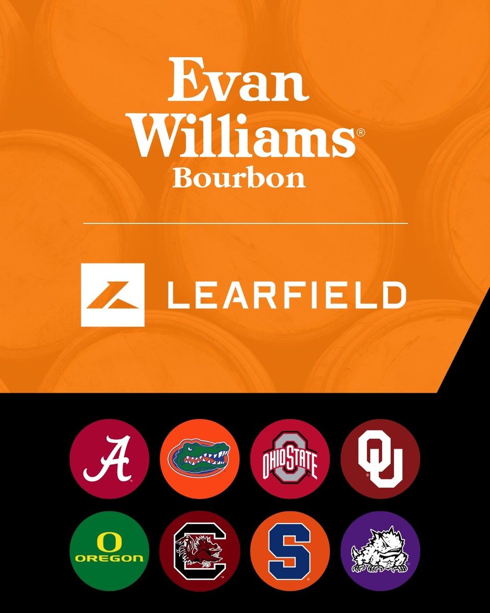 Learfield's tweet photo. Learfield and Evan Williams Bourbon expand "Bourbon Nation" with the addition of @GoDucks, @GamecocksOnline, and @OU_Athletics, and welcome ESPN’s @MollyAMcGrath as the platform’s first-ever Brand Ambassador. Now repping eight powerhouse programs — including the @FloridaGators, @Cuse, @TCUAthletics, @OhioStAthletics, and @UA_Athletics — Evan Williams continues to be Game Day’s #1 Pour.

https://t.co/nxxsKI4tq9