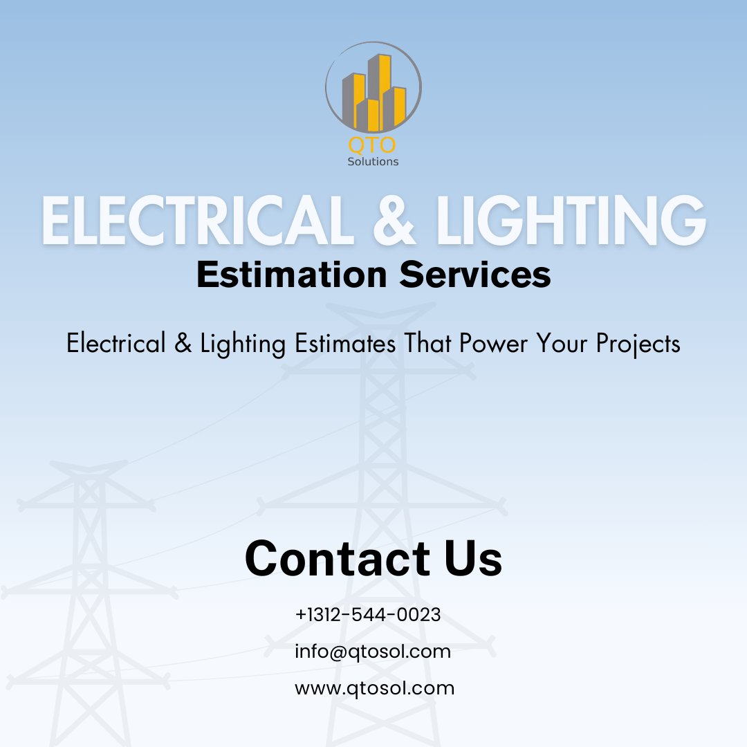 QtoSol's tweet image. Visit our website: qtosol.com Contact Us: +1312-544-0023 | info@qtosol.com

QTO Solutions delivers accurate estimates for wiring, panels, lighting systems, switchgear, and power distribution.

#ElectricalEstimating #LightingEstimating #ElectricalCostEstimating