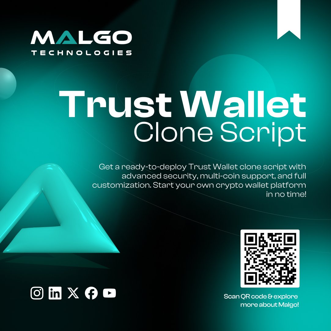 malgotech's tweet image. Launch your own crypto wallet like Trust Wallet with Malgo’s ready-to-use Trust Wallet Clone Script!

Start building your DeFi wallet today!
🔗 malgotechnologies.com/trust-wallet-c…

#TrustWalletClone #CryptoWalletScript #MalgoTechnologies #BlockchainDevelopment #DeFiWallet #CryptoStartup