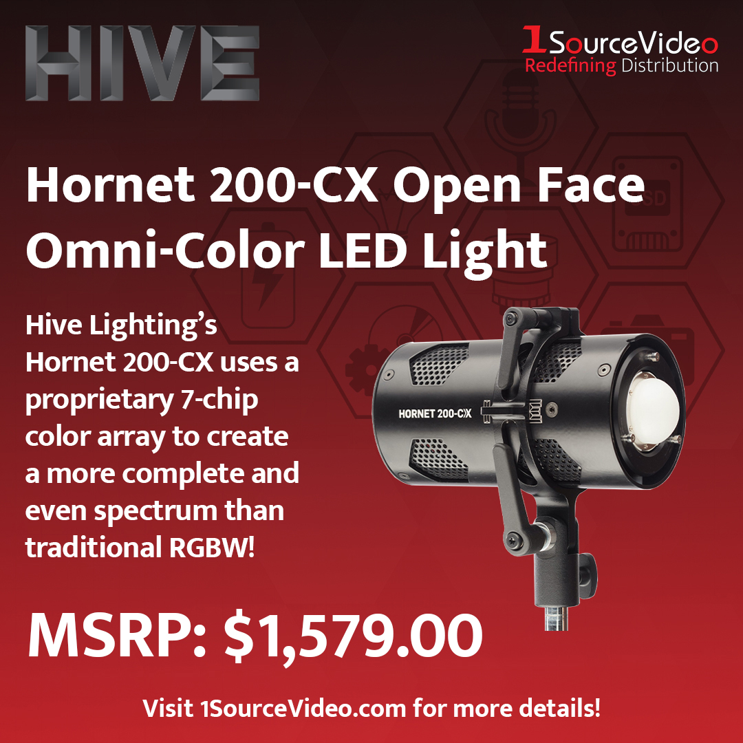 1sourcevideo's tweet image. Powerful, color-accurate, and versatile — the @HiveLighting Hornet 200-CX is your go-to open face LED for stunning cinematic lighting. 🎥⚡ #HiveLighting #Hornet200CX #CineLED #LightingGear