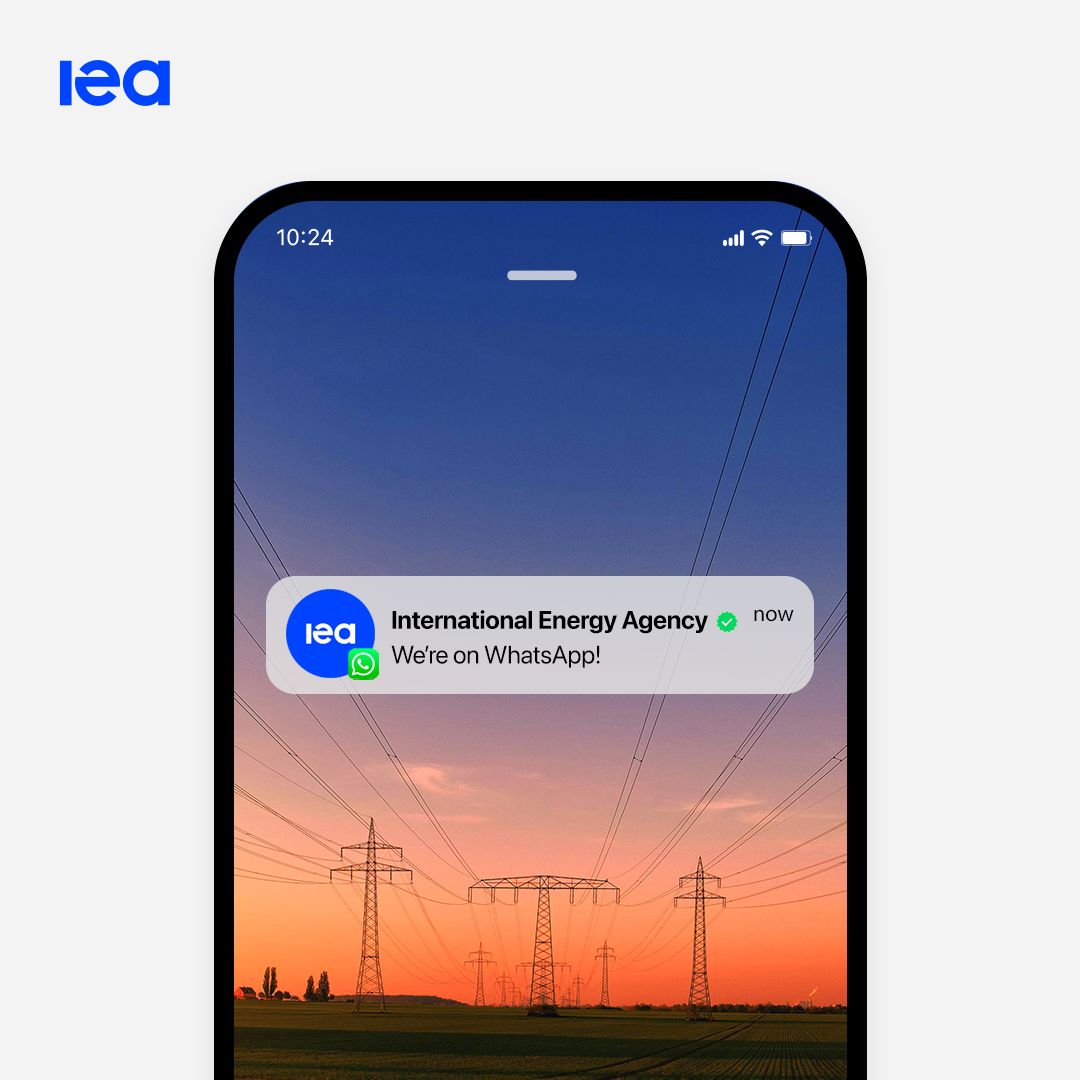 IEA's tweet image. The IEA is on WhatsApp! 📲
Our official WhatsApp channel brings you the latest global energy insights – from groundbreaking reports, expert commentary & data-driven analysis – delivered straight to your phone.
Subscribe now 👉 iea.li/3UsPHWP