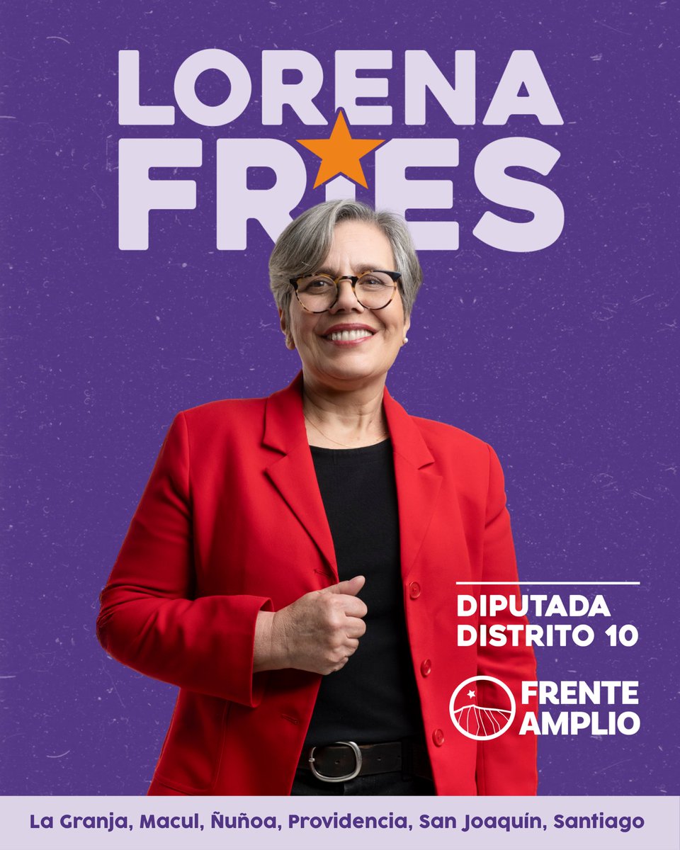 Lorena Fries (@lorenafriesm) on Twitter photo Oficialmente candidata para seguir representando a nuestro Distrito 10. He trabajado por más seguridad, justicia y respeto y, para que la política se haga pensando en la gente y no en los intereses de unos pocos. Quiero seguir haciendo la pega, porque queda mucho por delante💜💪🏼 Oficialmente candidata para seguir representando a nuestro Distrito 10. He trabajado por más seguridad, justicia y respeto y, para que la política se haga pensando en la gente y no en los intereses de unos pocos. Quiero seguir haciendo la pega, porque queda mucho por delante💜💪🏼
