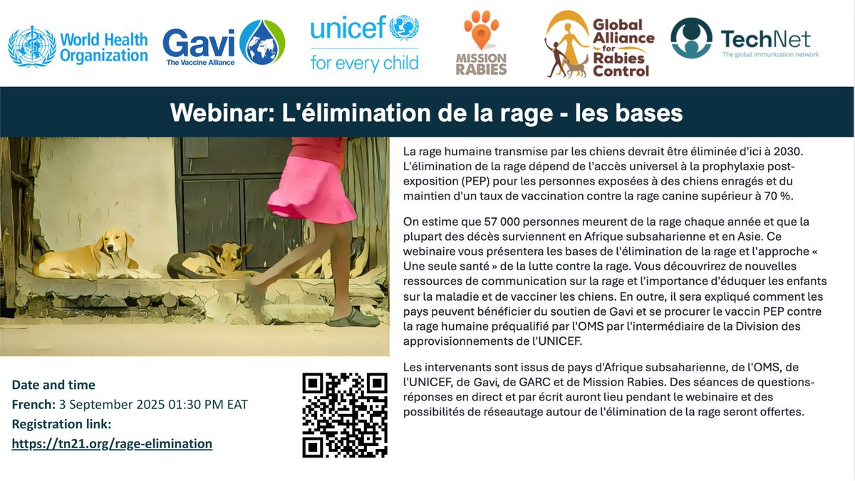 TechNet21Mod's tweet image. Nouveau webinaire TechNet: L'élimination de la rage - les bases
Vous souhaitez en savoir plus sur la prévention de la rage et les mesures que vous pouvez prendre pour y mettre fin?
Inscrivez-vous ici: tn21.org/rage-eliminati…
Date: 03 Sep 2025 01:30 PM EAT