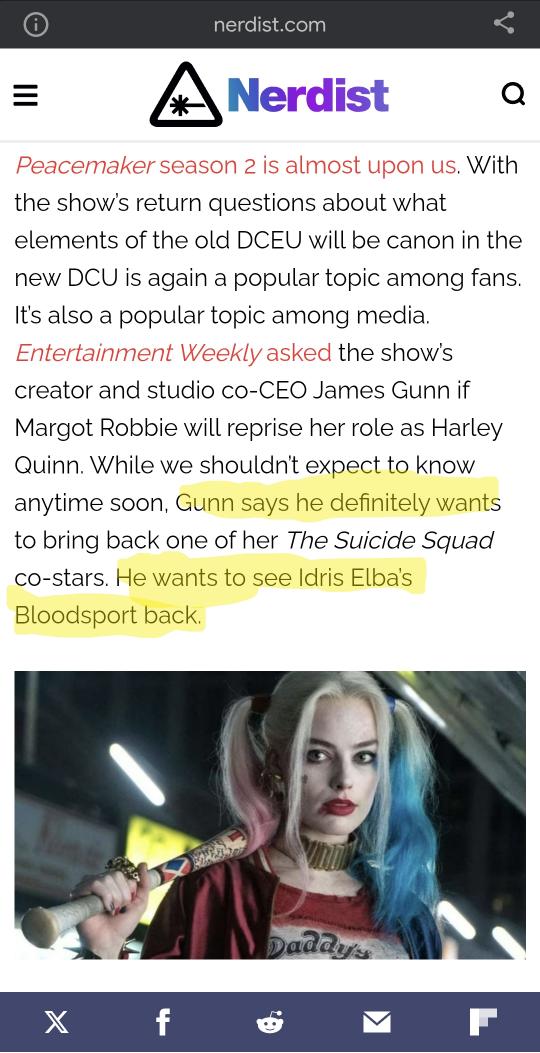 SnyderQueen_'s tweet image. If Gunn brings back Margot Robbie and Idris Elba then we will all clearly see it was never about rebooting the universe but instead just getting rid of Zack and his cast.