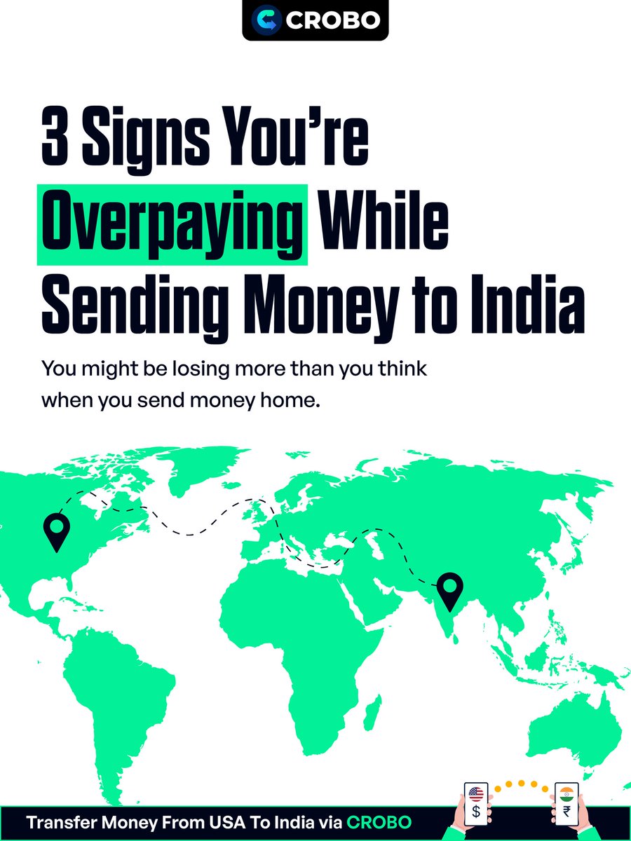 Crobo_Money's tweet image. Are you unknowingly losing money on every international transfer?🥺

 #SafeRemittance #NRITransfers #TransferTips #SaveWithCrobo

Read the full thread