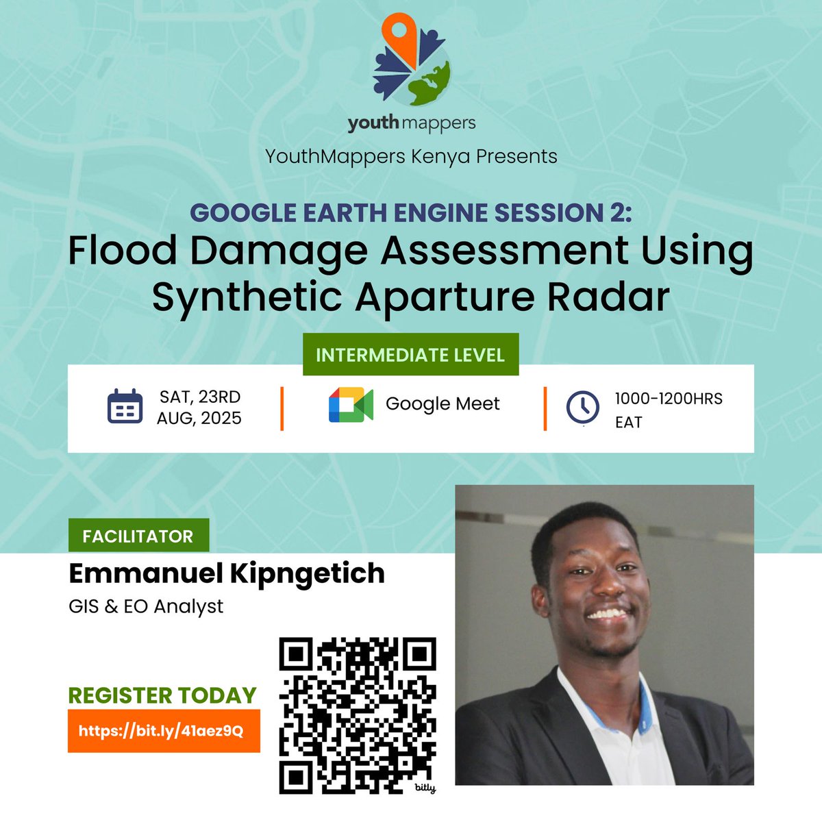 _marymuthee's tweet photo. Our 2nd #Google #Earth #Engine session is happening this Saturday! @Kip__Emmanuel will be our facilitator!
 Level: Intermediate &amp; above
Looking forward to seeing you all!  @youthmappers

 Register here: https://t.co/sWR8CJfHLT

#geospatial https://t.co/HhExpyRJBy