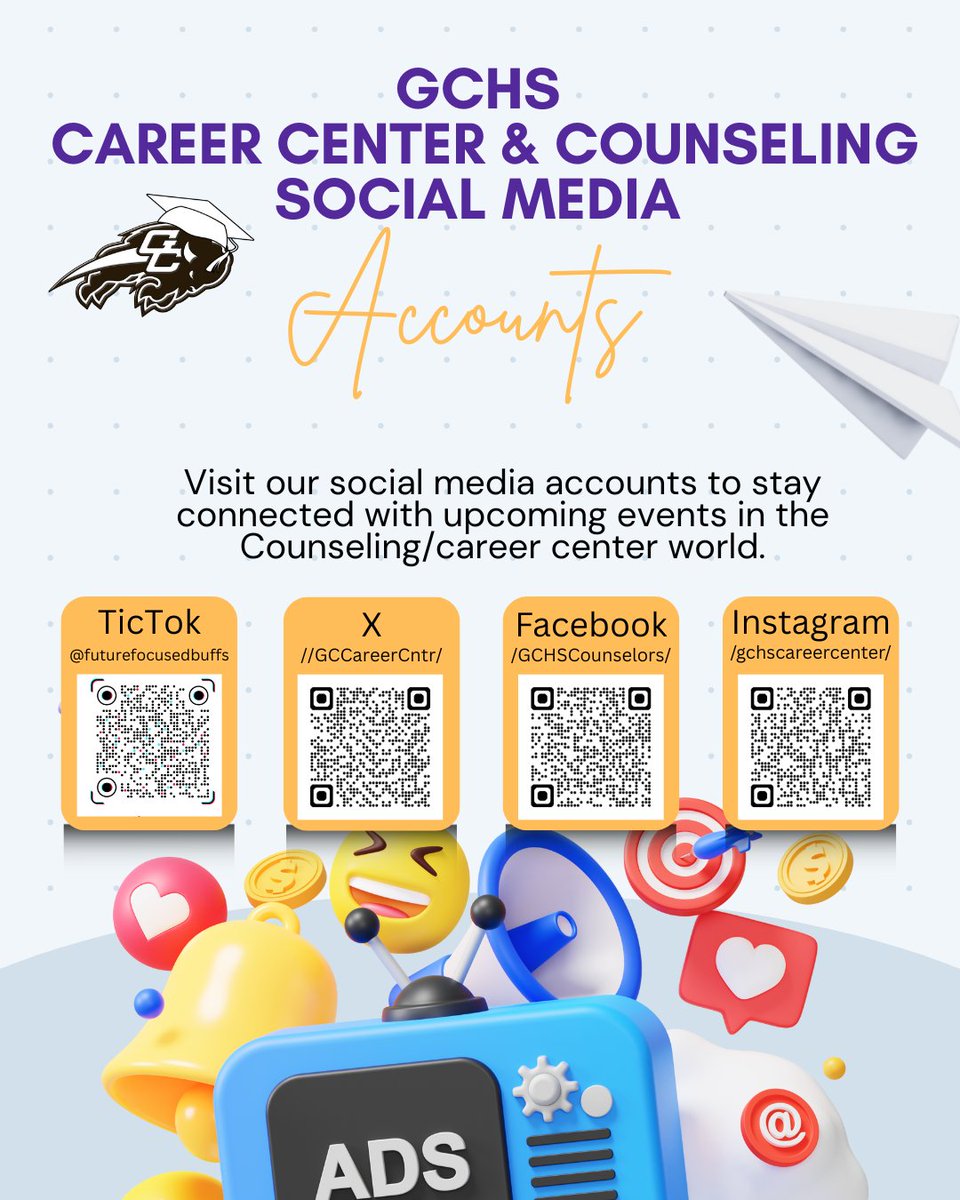 Hey Buffs! 

We're leveling up our social media to stay connected with you! We want to make sure you’re in the loop about all our upcoming events—many of which could be valuable to you both now and after graduation. 

Let’s stay connected and make the most of every opportunity!