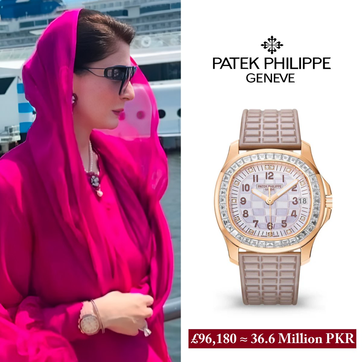 Showbiz & News (@showbizandnewz) on Twitter photo CM #MaryamNawaz wearing a <a href="/patekphilippe__/">Patek Philippe Club</a> watch worth Rs. 36 Million on her Japan visit⌚
(37,000 * 12 * 81 ≈ 36 Million)
Equal to 81 years of minimum wage salary in Pak CM #MaryamNawaz wearing a <a href="/patekphilippe__/">Patek Philippe Club</a> watch worth Rs. 36 Million on her Japan visit⌚
(37,000 * 12 * 81 ≈ 36 Million)
Equal to 81 years of minimum wage salary in Pak