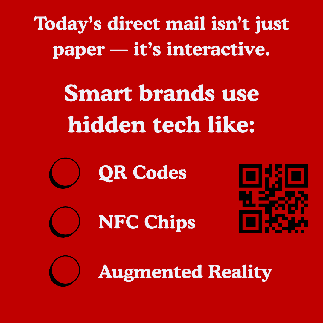 TorpedoMKTG's tweet photo. The future of marketing is hiding in plain sight. 🤫 From QR codes to Augmented Reality to NFC chips, we embed tech that turns every mail piece into an interactive experience. Ready to surprise your customers? #SmartMarketing #HiddenTech #ARAdvertising #QRcodes #interactivemail https://t.co/d30pSiRLTy