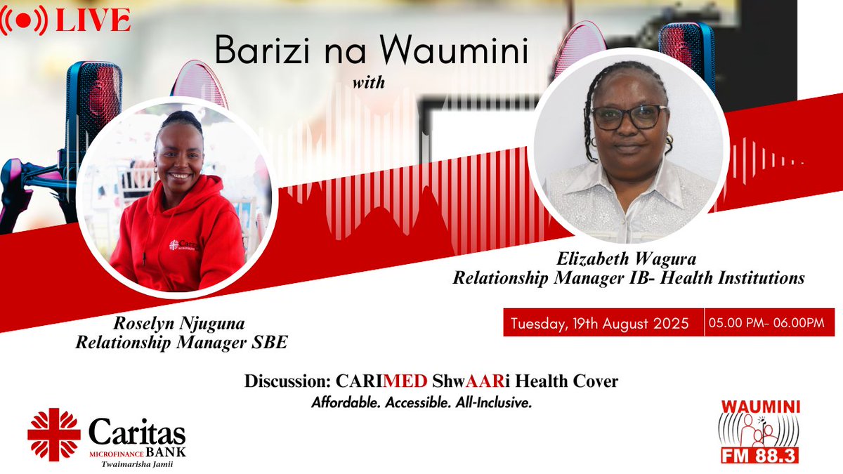 #BariziNaWaumini! 
Tune in to <a href="/radio_waumini/">RADIO WAUMINI 88.3FM</a> &amp; join the insightful discussion on CARIMED ShwAARi Health Cover

Click here-facebook.com/share/v/1ZYzwa… 

Jipange mapema, linda afya yako na CARIMED ShwAARi leo! 

#CARIMEDShwAARi #SafeguardYourHealth
