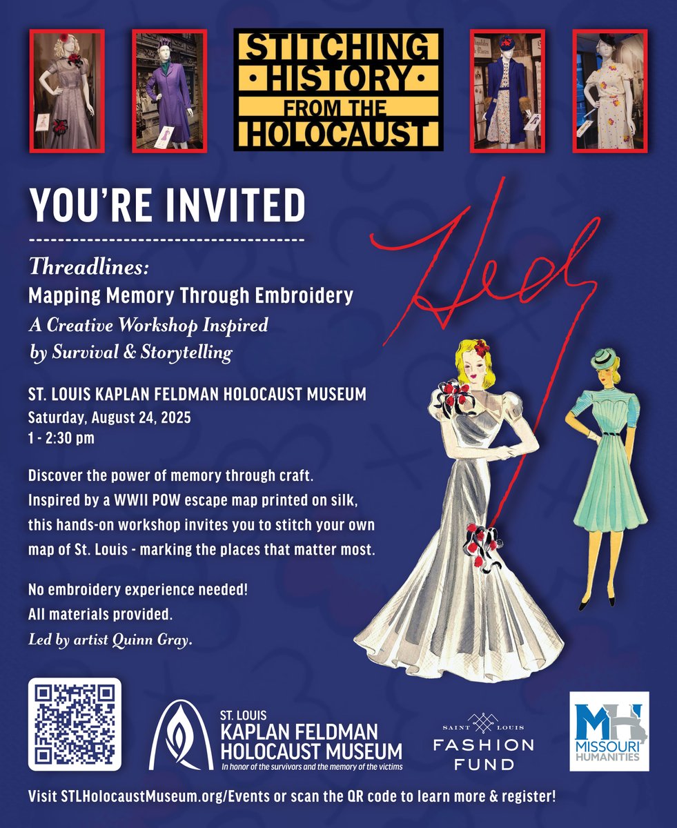 Join us for a hands-on embroidery workshop inspired by a remarkable WWII story. Then, create your own textile “map” of St. Louis. No experience needed! bit.ly/40zAaI6