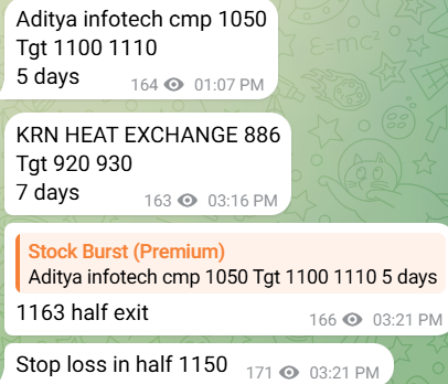 stockburst9's tweet photo. Swing Trade Performance (Week-2 August) 📊 🚀
🔥 #DentaWater – 330 ➡️ 398 (+20.6%)
💸 #JMFinancial – 161 ➡️ 190 (+18.0%)
💥 #AdityaInfotech – 1050 ➡️ 1200 (+14.3%)
🧪 #AnthemBioscience – 750 ➡️ 834 (+11.2%)
⚙️ #KirloskarOil – 892 ➡️ 976 (+9.4%)
📈 #Crizac – 313 ➡️ 340 (+8.6%)
🏦 #NorthernArc – 232 ➡️ 252 (+8.6%)
🏭 #MBEL – 432 ➡️ 468 (+8.3%)
💎 #ShantiGold – 241 ➡️ 258 (+7.1%)
🔥 #KRNHeatExchange – 886 ➡️ 920 (+3.8%)
#Qpower exited -1% same day
#Kirloskar holding
#Edelweiss holding .