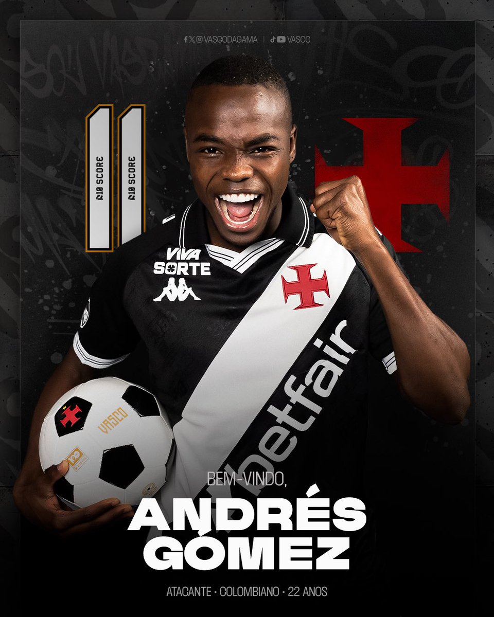 VascodaGama's tweet photo. Vasco acerta a contratação do atacante Andrés Gómez 💢

O jogador realizou exames médicos, foi aprovado e assinou contrato com o Gigante da Colina, por empréstimo, até o fim de junho de 2026.

➡️  https://t.co/XYJH7zCFuH 

📸: Matheus Lima | #VascoDaGama https://t.co/o9muX4jioy