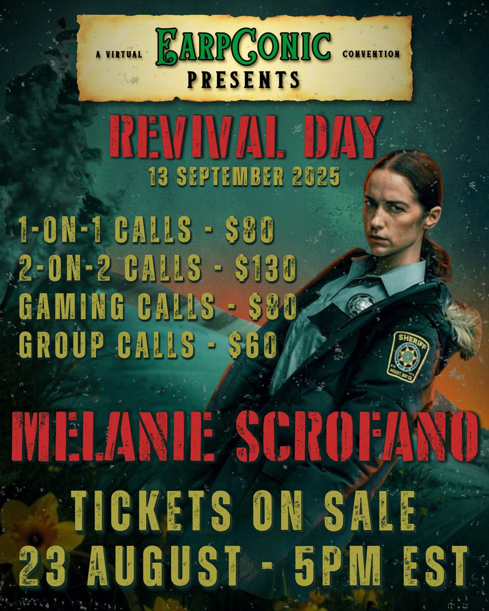 Guess what's comiiiiinnnng....

<a href="/MelanieScrofano/">Melanie Scrofano</a>
#EarpconicPresents #TheGreatRevival #Earpers #Revivalists #EarpConic #Revival