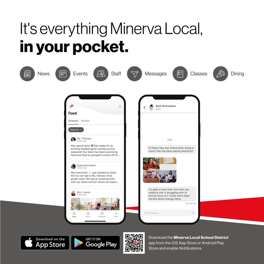 Starting August 20th, 2025, you’ll receive messages, updates, and announcements from your child’s school right inside the Minerva Local School District app.
Here is a video of how to set it up: shorturl.at/QHAmK