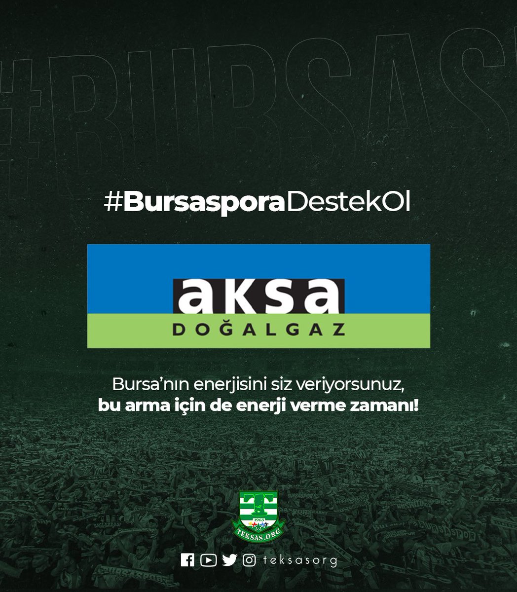 TEKSAS (@teksasorg) on Twitter photo Yıllardır Bursamızda faaliyet gösteren Aksa Doğalgaz firmasını, Bursaspor’umuzun zorlu yolculuğunda bu arma için de enerji verme zamanı diyerek kulubümüze gereken desteği vermeye davet ediyoruz. #BursasporaDestekOl <a href="/DOGALGAZAKSA/">Aksa Doğalgaz</a> Yıllardır Bursamızda faaliyet gösteren Aksa Doğalgaz firmasını, Bursaspor’umuzun zorlu yolculuğunda bu arma için de enerji verme zamanı diyerek kulubümüze gereken desteği vermeye davet ediyoruz. #BursasporaDestekOl <a href="/DOGALGAZAKSA/">Aksa Doğalgaz</a>