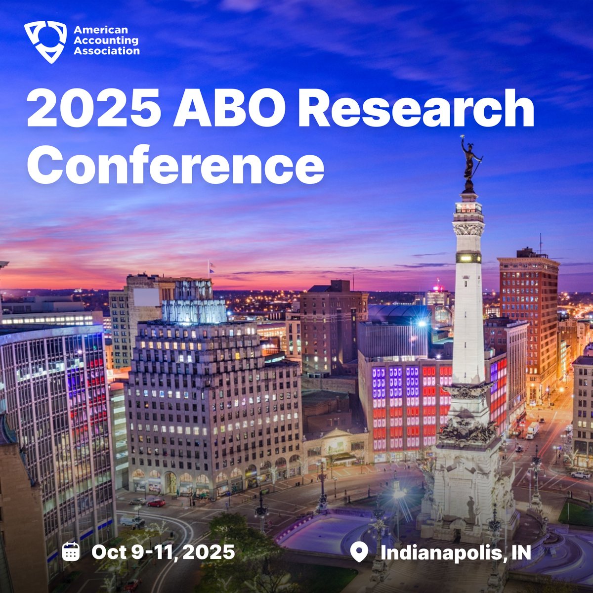 ✈️ INDIANAPOLIS IS CALLING!
Prepare for an electrifying experience at the 2025 Accounting Behavior and Organizations Research Conference—Join us October 9-11 in Indianapolis for what promises to be another great research conference! 

🔗 bit.ly/4mdTdR3 

#AAAHQ