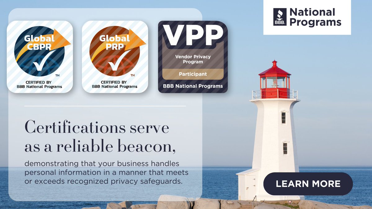 Businesses seeking CBPR certification rely on BBB National Programs for trusted, hands-on guidance. As an approved Accountability Agent, we help organizations meet rigorous cross-border privacy standards and streamline compliance with global frameworks.

Learn more and get