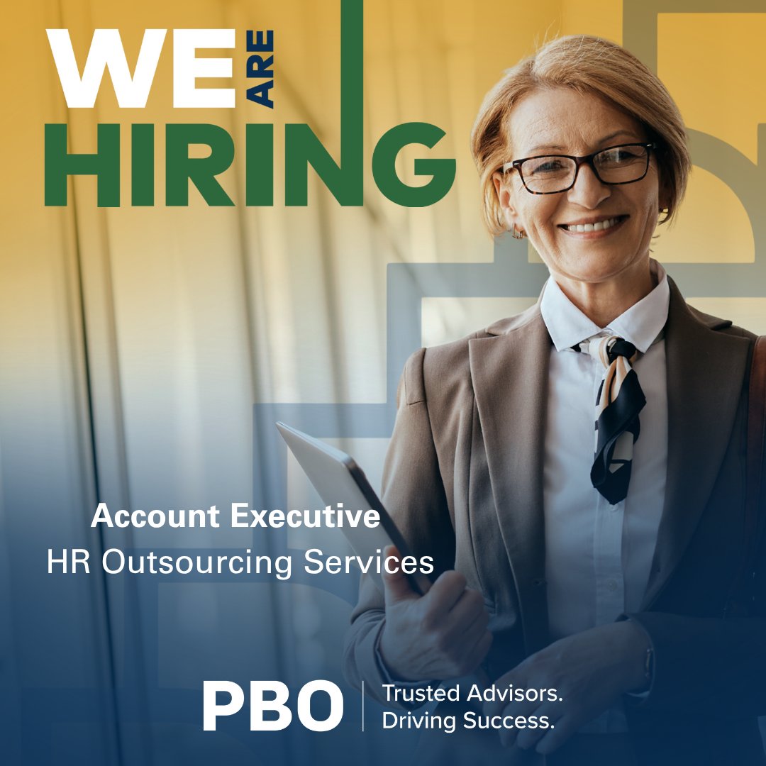 PBO Advisory Group (@pboadvisory) on Twitter photo Sales pro with HR experience in #SanDiego or #OrangeCounty?
<a href="/pboadvisory/">PBO Advisory Group</a> is hiring an Account Executive for HR Outsourcing. We're looking for people who are growth-oriented and collaborative.
Learn more & apply:
pboadvisory.com/careers/
#Hiring Sales pro with HR experience in #SanDiego or #OrangeCounty?
<a href="/pboadvisory/">PBO Advisory Group</a> is hiring an Account Executive for HR Outsourcing. We're looking for people who are growth-oriented and collaborative.
Learn more & apply:
pboadvisory.com/careers/
#Hiring