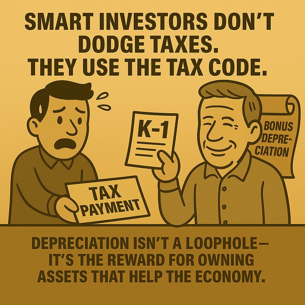 kenmcelroy's tweet image. Think the wealthy cheat the system?
Nope. They understand it better than you do.

The tax code wasn’t written to punish entrepreneurs it was written to reward them.
And real estate investors who know how to use depreciation, cost segregation, and bonus depreciation often pay zero…
