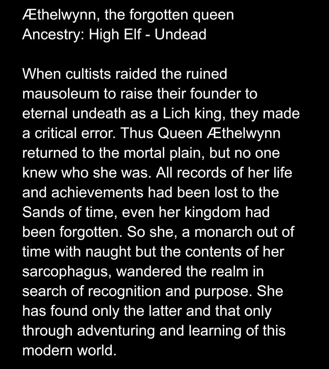 First in the new round of Playtest characters for my TTRPG, Hero's Calling.
Æthelwynn, the forgotten queen.
Backstory feels good, but I'm still working on the mechanical stuff.

(Sadly, it's not ready for testing, but I love your enthusiasm 😁)
More to come!