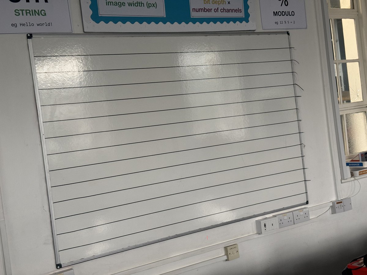 DHSB_MrScott's tweet image. Repurposing my old whiteboard in A22 to be a binary to denary to hex table! I used grid tape so I can clean over it without the lines vanishing! #GCSEComputerScience #J277 #ALevelComputerScience #H446 💻 → #ComputerScience @dhsboys #nearlyfinished