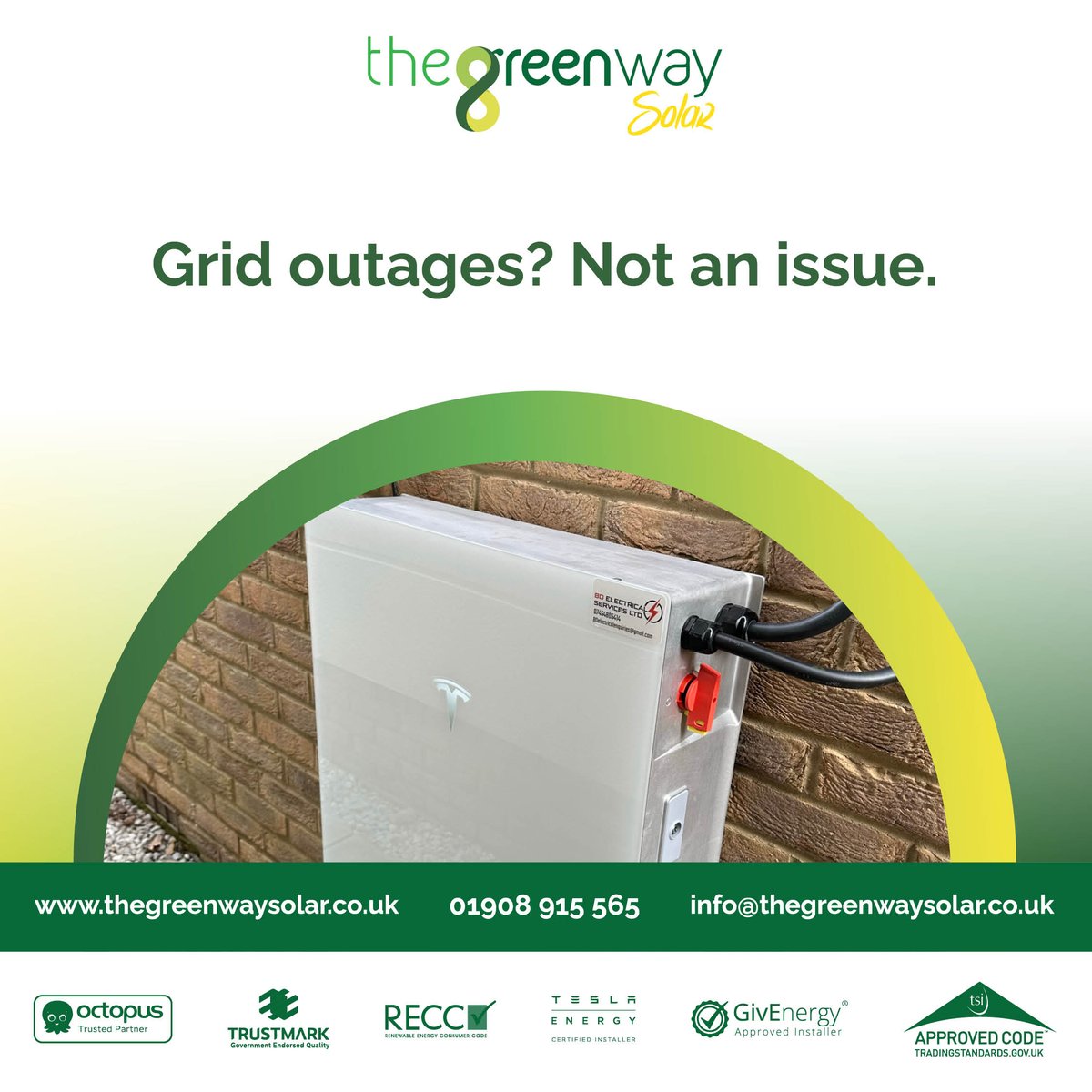 thegreenwaysol's tweet image. Grid outages? Not an issue. ⛔🔋 

Battery backup means your essential systems keep running no matter what. 

Protect your home today at thegreenwaysolar.co.uk

#PowerBackup #OffGridReady #StayConnected
