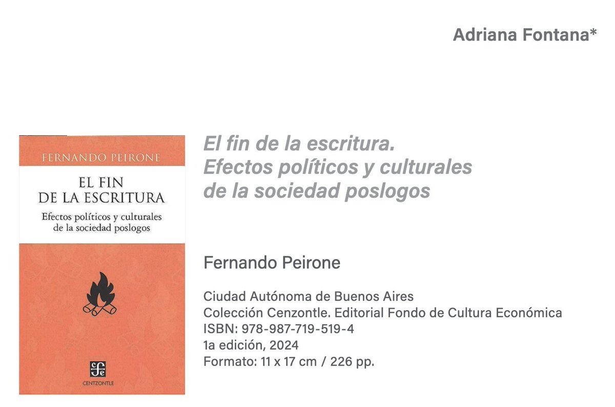 Ferpei's tweet image. Con  mucha alegría y agradecimiento comparto la reseña que hizo Adriana  Fontana sobre "El fin de la escritura" en la Revista Argentina de  Investigación Educativa (@unipe_ar) que dirige @apuiggros
portalrevistas.unipe.edu.ar/index.php/raie…
