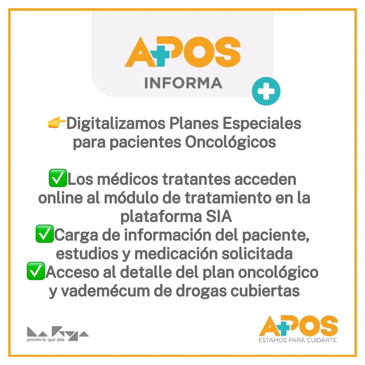APOSLR's tweet image. 📢Digitalizamos Planes Especiales para Pacientes Oncológicos! 
👉Conoce los beneficios y novedades que mejoran tu atención médica. 

#APOS #Salud #Innovación #CalidadDeAtención