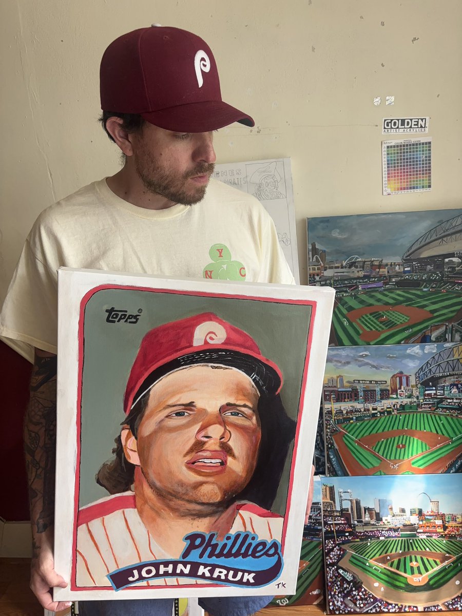 tkaleart's tweet photo. Recreated a @JohnKruk @Topps card from 1989. Lookin good John ! https://t.co/kEByOi9742
