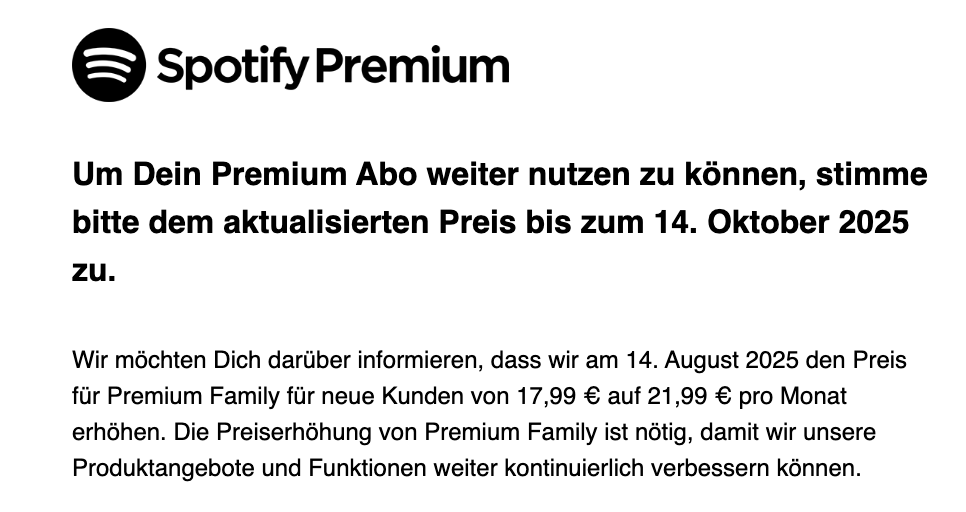 aktien_max's tweet image. $SPOT erhöht die Preise für das Family-Abo um 22%.
Als Aktionär freut mich das &amp;amp; als Nutzer bin ich ok damit denn Spotify ist weiterhin günstig für Musik &amp;amp; Podcasts

👉 Hast du einen Lieblings-Podcast auf Spotify?