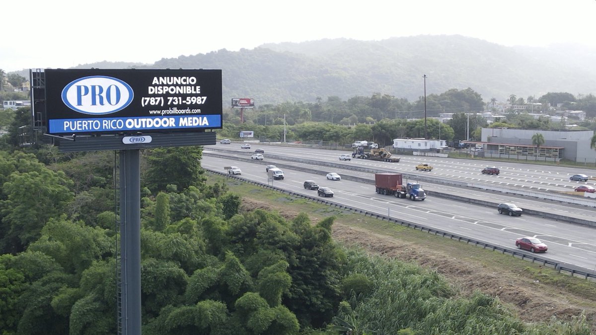 PROBillboards's tweet photo. ¡Nuevo local! Anúnciate en nuestra nueva valla digital 12’ x 36’ con tránsito de Caguas hacia San Juan via el Expreso #52 Luis A. Ferré (frente al Peaje Caguas Norte). Llama a 787-731-5987 o escríbenos a info@probillboards.com y anúnciate con nosotros. https://t.co/lVhiK7KIQ0