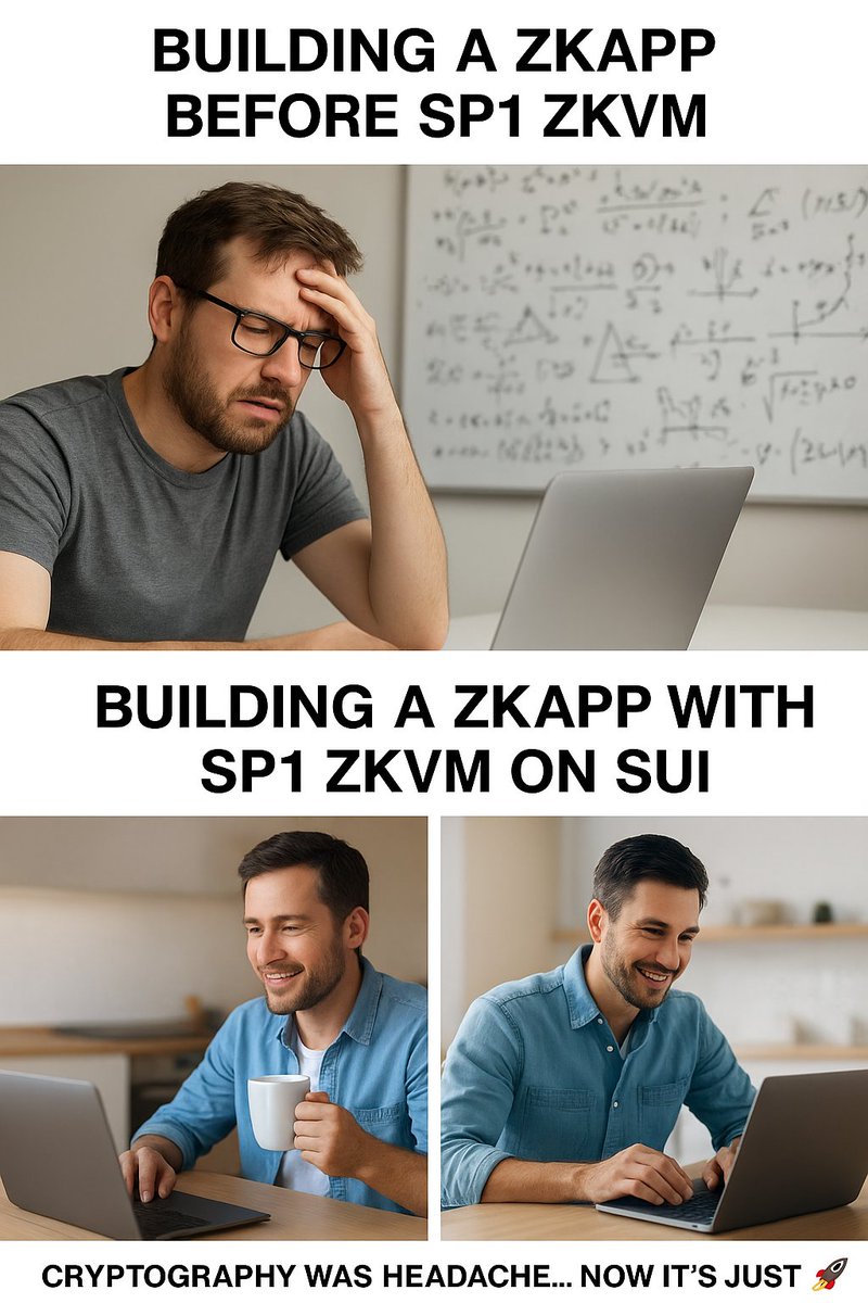 "From cryptography nightmares 🤯 to Rust-powered zkApps 🚀 — thanks to SP1 zkVM on Sui!" 
<a href="/SoundnessLabs/">Soundness</a>  <a href="/SuiNetwork/">Sui</a>